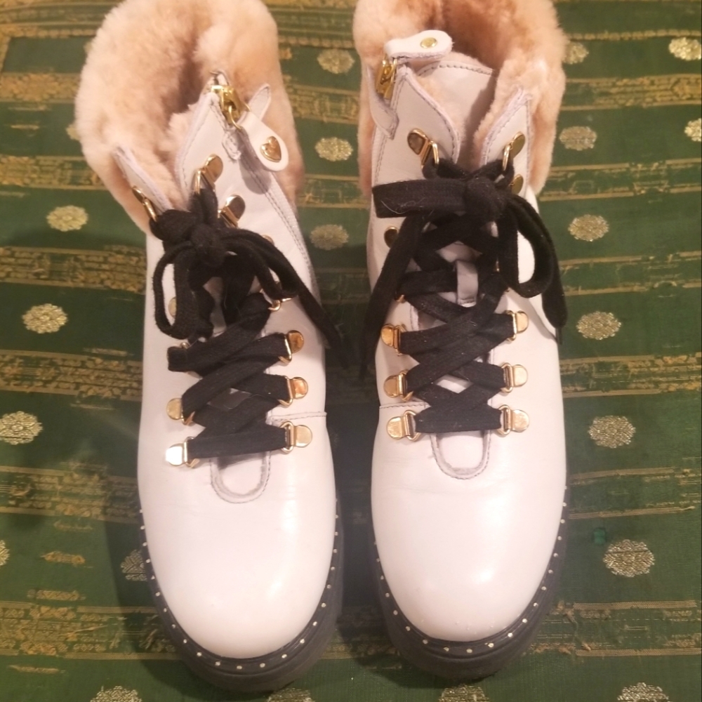 White leather boots